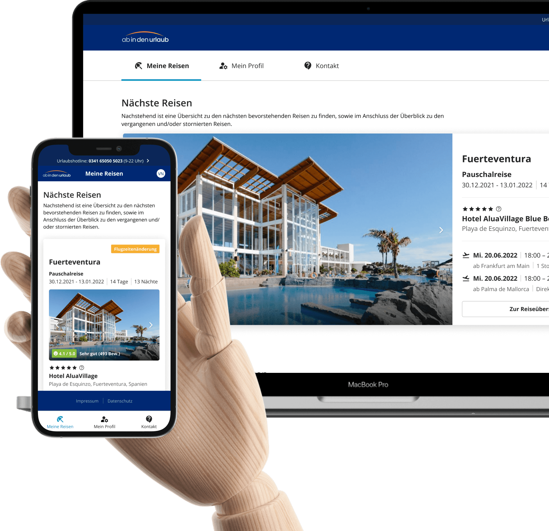 Mockups of screens for an all-in-one online travel platform developed for Invia Group by Start49